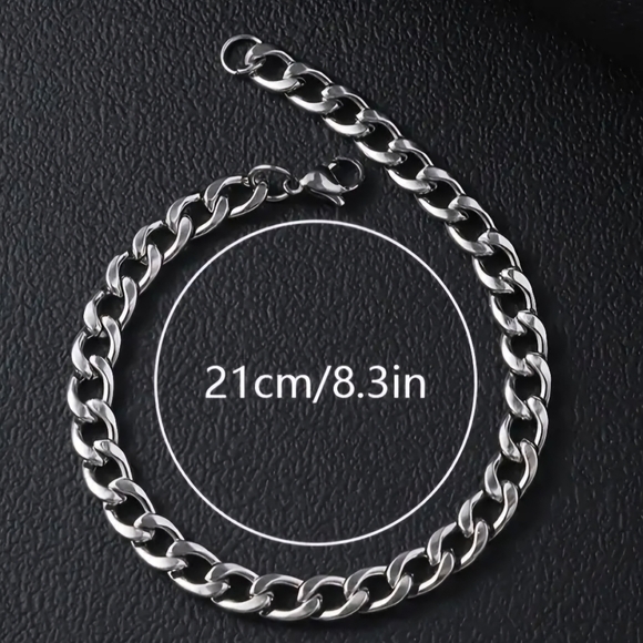 Men's Stainless Steel Cuban Chain Bracelet - Picture 1 of 1